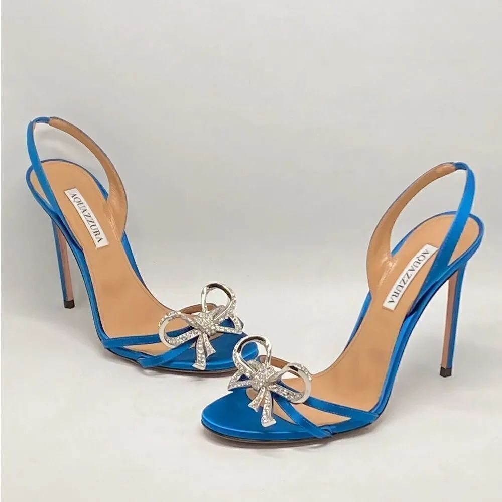 Aquazzura Babe Neon Satin Stiletto Sandals size 39.5